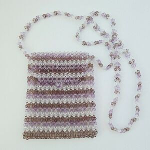 Giorgio Beverly Hills Beaded Purse Mini Crossbody Bag Purple Faceted Beads